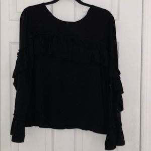 Black long sleeve ruffle top